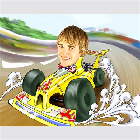 Car Racing Guy Caricature, from Photo, myDaVinci - myDaVinci